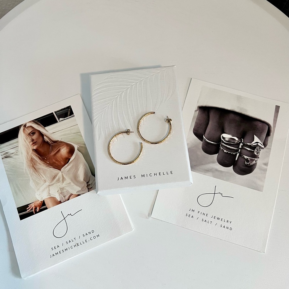 NWT James Michelle Yellow Gold Vintage Medium Size Hoops
